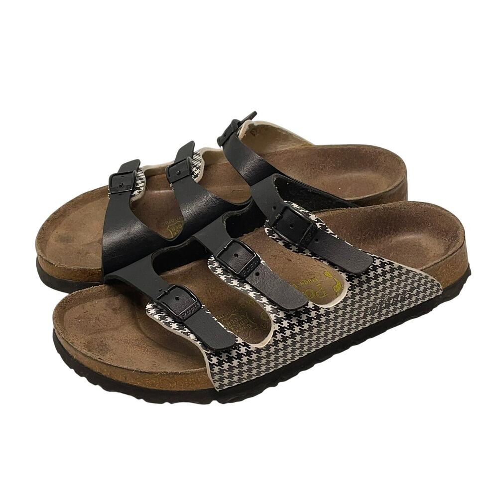 Birkenstock Papillio Sandals Black White Houndstooth 3 Straps 39 EU/8 US Narrow - Picture 3 of 6